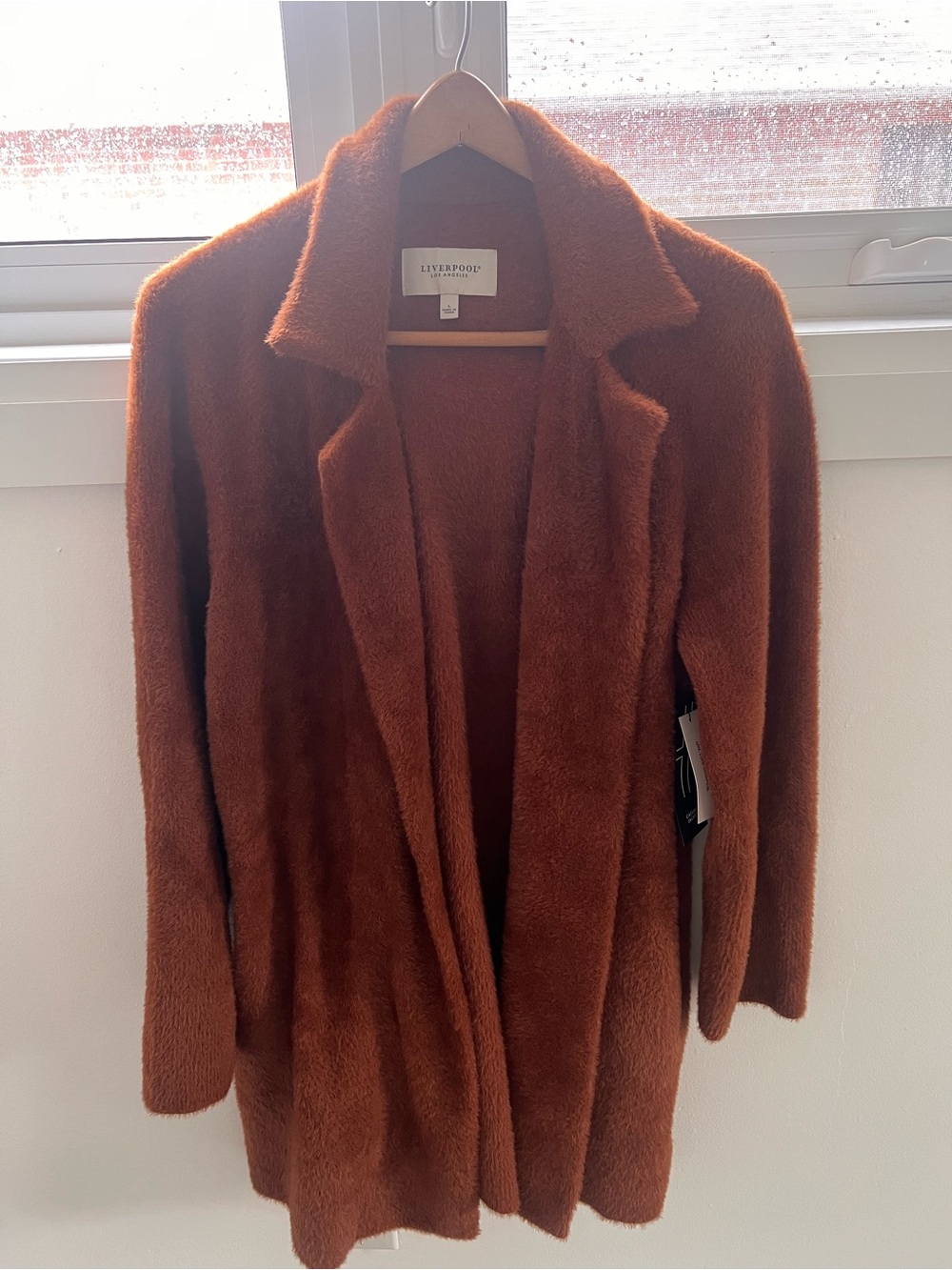 Women's Open-Front Faux-Fur Coat in Rust
